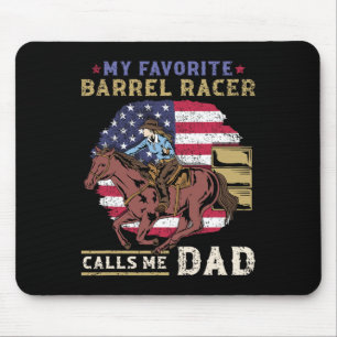Tapis De Souris Mon Favori Barrel Racer M'Appelle Papa I Horse Rid