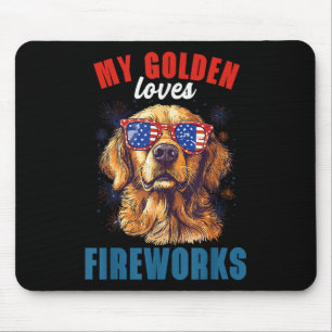 Tapis De Souris Mon Retriever aime les feux d'artifice 4 juillet p