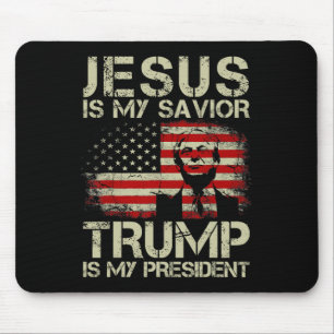 Tapis De Souris Mon Sauveur Trump Est Mon Président Trump 2024 Éta