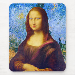 Tapis De Souris Mona Lisa et Van Gogh