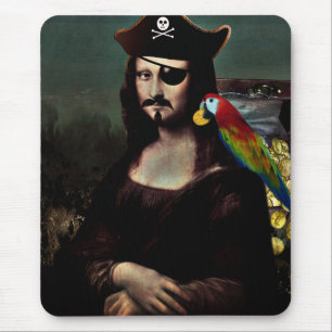Tapis De Souris Mona Lisa Pirate avec Moustache