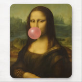 Tapis De Souris Mona Lisa soufflant de bulle rose (Devant)