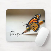 Tapis De Souris Monarch Butterfly On Pencil With Text (Avec souris)