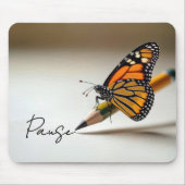 Tapis De Souris Monarch Butterfly On Pencil With Text (Devant)