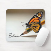 Tapis De Souris Monarch Butterfly On Pencil With Text (Avec souris)