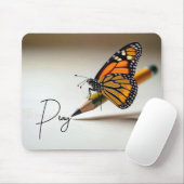 Tapis De Souris Monarch Butterfly On Pencil With Text (Avec souris)