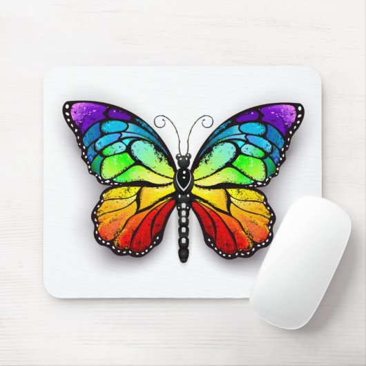 Tapis De Souris Monarque papillon arc-en-ciel (Avec souris)