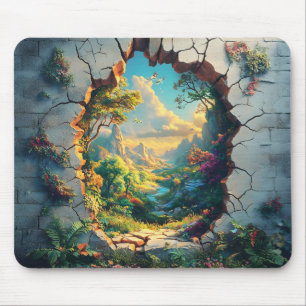 Tapis De Souris Monde de l'Imaginaire à travers un mur fissuré