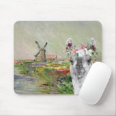 Tapis De Souris Monet Champ Tulipes et Fancy Llama (Avec souris)