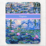 Tapis De Souris Monet - Lys d'eau 1919 modèle<br><div class="desc">Claude Monet célèbre peinture,  Water Lilies,  1919,  modèle,  prêt à personnaliser. Insérez votre propre nom/texte à la place de Virginie.</div>