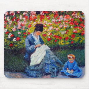Tapis De Souris Monet mère et enfant dans le jardin