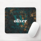 Tapis De Souris Mongram Gold And Navy Teal Mouse Pad (Avec souris)