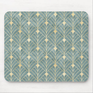 Tapis De Souris Monnaie verte, or, motif Art déco, vintage, rétr