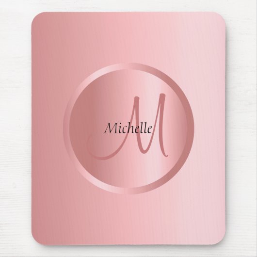 Tapis De Souris Mono gram Modèle Moderne Elegant Rose Or (Devant)