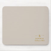 Tapis De Souris Monogram Blush Cream Gold Minimalist Nom élégant (Devant)