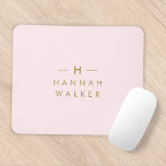 Tapis De Souris Monogram Blush | Elegant Gold Minimum<br><div class="desc">A simple stylish custom monogram design in a gold minimalist typographiy on an elegant pastel blush pink background. The monogram initials and name can easily be personalized along with the feature line to make a design as unique as you are! Le parfait poison de l'accessoire pour un instant.</div>