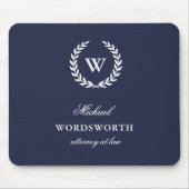 Tapis De Souris Monogram Classic Élégant Business Blue Mousepad (Devant)