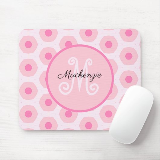 Tapis De Souris Monogram de Pink Circle Dots (Avec souris)