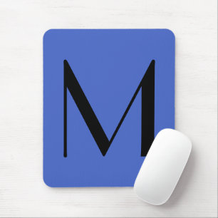 Tapis De Souris Monogram Deep Royal Black Modern Add Name Initial