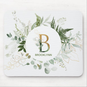 Tapis De Souris Monogram Letter B Fern & succulent Mouse Pad