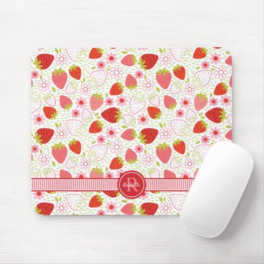 Tapis De Souris Monogram Summer Strawberry Fruit Pattern (Avec souris)