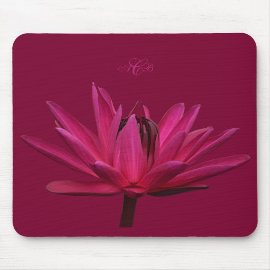Tapis De Souris Monogramme à carreaux de la souris rose bordeaux (Devant)