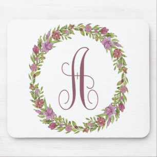 Tapis De Souris Monogramme A Couronne Florale