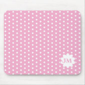 Tapis De Souris Monogramme à points de polka rose et blanc (Devant)