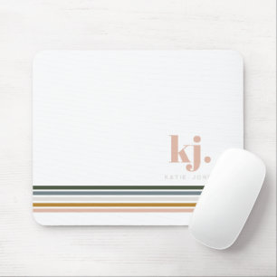 Tapis De Souris Monogramme à rayures rétro chic