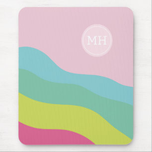 Tapis De Souris Monogramme abstrait arc-en-ciel tendance coloré 