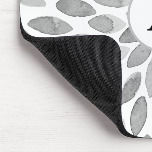 Tapis De Souris monogramme Abstrait des traits de pinceau noir et  (Coin)