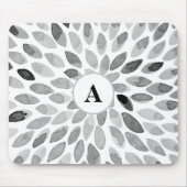 Tapis De Souris monogramme Abstrait des traits de pinceau noir et  (Devant)
