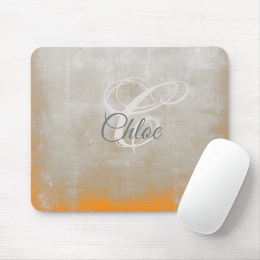 Tapis De Souris monogramme Abstrait gris orange (Avec souris)