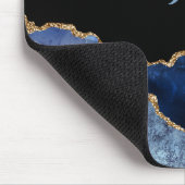 Tapis De Souris Monogramme Agate Bleu Nuit et Or (Coin)