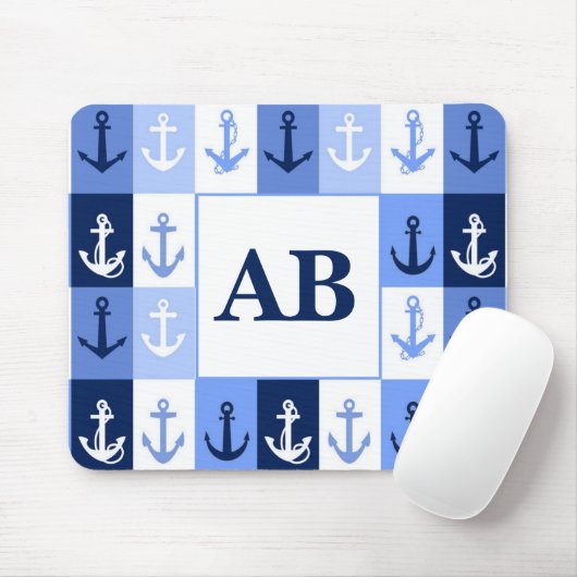 Tapis de souris monogramme Ancres (Avec souris)