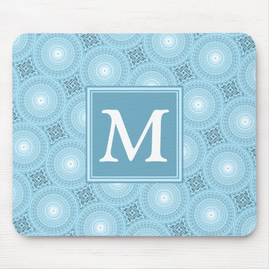 Tapis De Souris Monogramme ange bleu cercles motif (Devant)