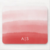 Tapis De Souris Monogramme Aquarelle initiale Corail dépoli Rouge  (Devant)