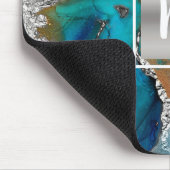 Tapis De Souris Monogramme aquarelle marbre argent turquoise orang (Coin)