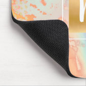 Tapis De Souris Monogramme aquarelle or turquoise orange violet (Coin)