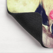 Tapis De Souris Monogramme Aquarelle rose Fleurs Feuilles noirs (Coin)