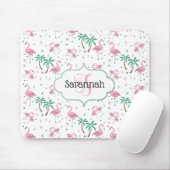 Tapis De Souris Monogramme atomique de style de Flamants roses et (Avec souris)