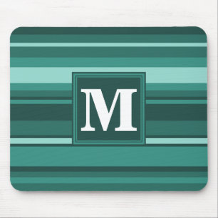 Tapis De Souris Monogramme bandes turquoises