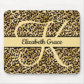Tapis De Souris Monogramme Black Gold Empreinte de léopard Cheetah (Devant)