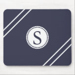 Tapis De Souris Monogramme blanc avec Bleu & Blancs<br><div class="desc">Il s'agit d'un Monogramme Noir Personnalisé avec un Pad de Souris noir arrière - plan blanc.Vous pouvez customiser avec votre monogramme initial ou autre texte.</div>