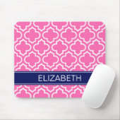 Tapis De Souris Monogramme blanc de nom de bleu marine du Marocain (Avec souris)