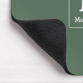 Tapis De Souris Monogramme blanc et nom sur fond vert (Coin)