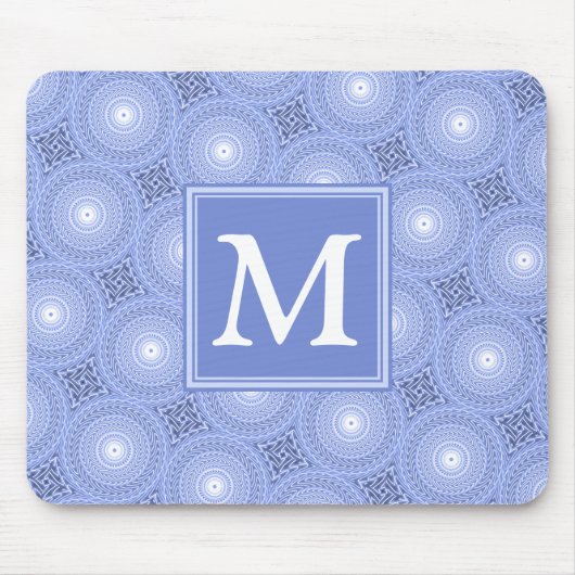 Tapis De Souris Monogramme bleu cercles motif (Devant)