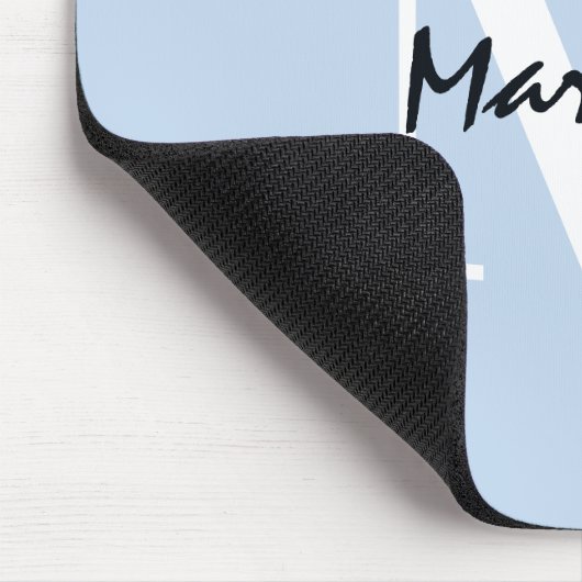 Tapis De Souris Monogramme bleu clair Signature Élégante (Coin)