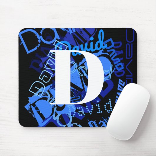 Tapis De Souris Monogramme bleu créatif (Avec souris)