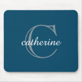 Tapis De Souris Monogramme bleu de la marine classique (Devant)